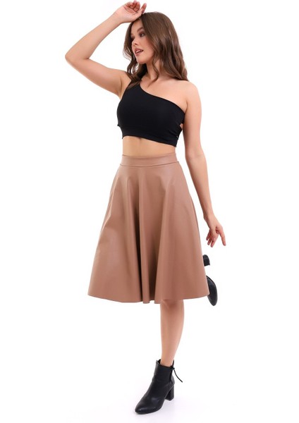 Kloş Etek Suni Deri Diz Boy fırsatları