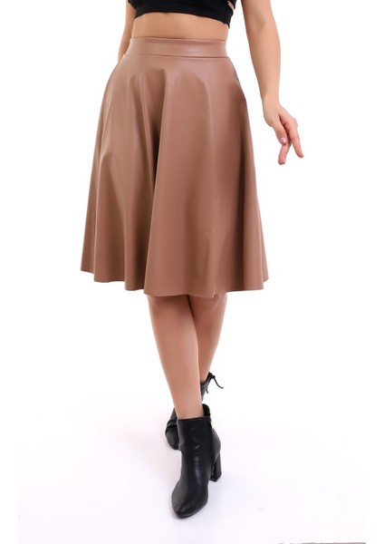 Kloş Etek Suni Deri Diz Boy indirimleri