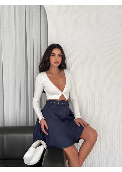 Kloş Süet Etek Kemerli / Suede Skırt modelleri
