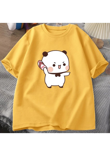 Sevimli Bubu Atma Flip-Flop T Shirt Erkek Kadın Komik Karikatür Dudu T-Shirt Pamuk Yaz Baskı