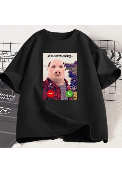 John Domuz Arıyor T Shirt Komik Grafik Tee Üst Boy Pamuk Mizah Domuz Meme Tasarım Erkek Giysi