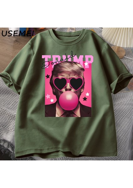 Donald Trump T-Shirts Men Election Trump Trump Pink Sun Glasses Bubble Gum Tshirt Funny Graph