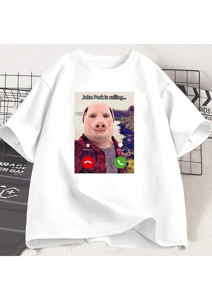 John Domuz Arıyor T Shirt Komik Grafik Tee Üst Boy Pamuk Mizah Domuz Meme Tasarım Erkek Giysi