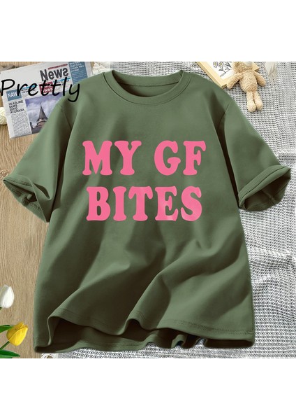 Benim Gf Isırıkları Tshirt Komik Erkek Kız Arkadaşı T-Shirt Çift Pamuk Kısa Kollu Tees Moda Y