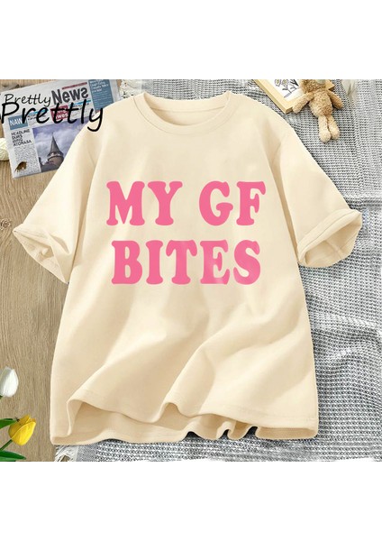 Benim Gf Isırıkları Tshirt Komik Erkek Kız Arkadaşı T-Shirt Çift Pamuk Kısa Kollu Tees Moda Y