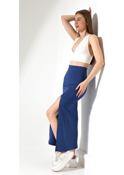 Uzun Dalgıç Etek Ön Yırtmaçlı 92 cm Iç Göstermez Orta Kalın Düz Likralı Kumaş indirimleri