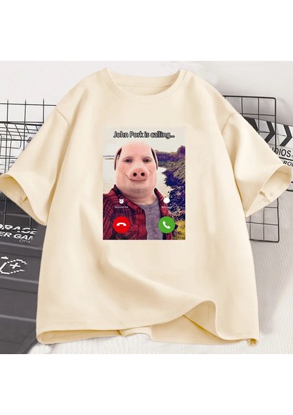 John Domuz Arıyor T Shirt Komik Grafik Tee Üst Boy Pamuk Mizah Domuz Meme Tasarım Erkek Giysi