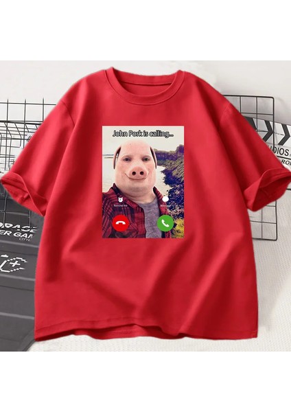 John Domuz Arıyor T Shirt Komik Grafik Tee Üst Boy Pamuk Mizah Domuz Meme Tasarım Erkek Giysi