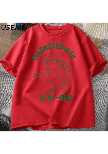 Katlet-Dhd ile Teşhis Kadın Erkek Pamuklu T-Shirt Komik Seyahat Giyim Yaz Kurbağa Grafik Tshi