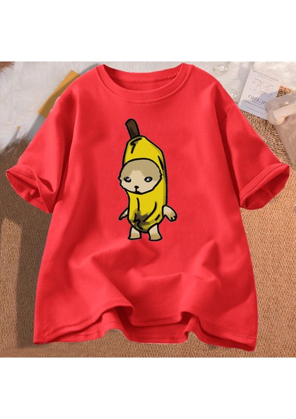 Ağlayan Muz Kedi Meme T-Shirt Adam Komik Üzgün Kitty Kedi Tshirt El Gato Pamuk Kısa Kollu Tiş