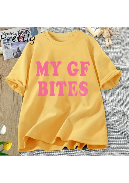 Benim Gf Isırıkları Tshirt Komik Erkek Kız Arkadaşı T-Shirt Çift Pamuk Kısa Kollu Tees Moda Y