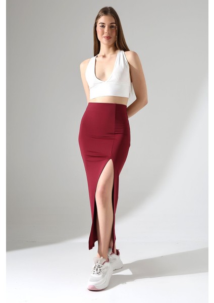 Uzun Dalgıç Etek Ön Yırtmaçlı 92 cm Iç Göstermez Orta Kalın Düz Likralı Kumaş indirimleri