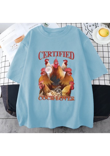Komik Tavuk Meme Grafik T-Shirt Erkek Kadın Klasik Yüksek Kaliteli Giyim % Pamuk Te
