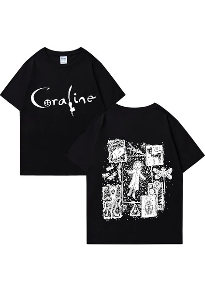 Coraline Film Grafik Vintage T Erkek Kadın Moda Vintage Streetwear Büyük Boy % 10