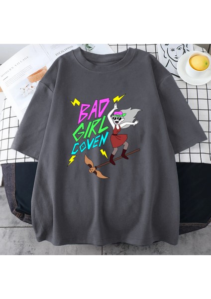 Kötü Kız Cadılar Bayramı Kadın Erkekler Harajuku Grafik T Shirt Yüksek Kalite Rahat Saf Pamuk