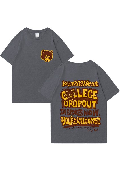 Rapçi Kanye West Moda Grafik Baskı T Shirt Erkek Kadın Vintage Tee Büyük Boy Kısa