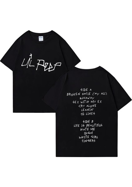 Vintage Rapçi Lil Peep Baskı T Shirt Yaz Klasik Erkek Kadın Hip Hop Streetwear Boy Kısa Kollu