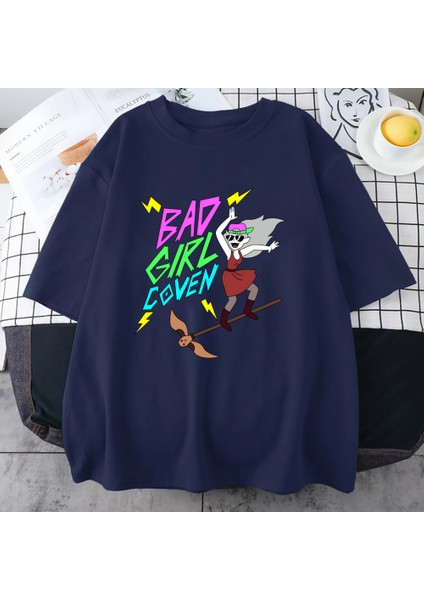 Kötü Kız Cadılar Bayramı Kadın Erkekler Harajuku Grafik T Shirt Yüksek Kalite Rahat Saf Pamuk