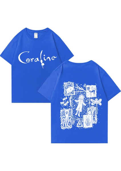 Coraline Film Grafik Vintage T Erkek Kadın Moda Vintage Streetwear Büyük Boy % 10