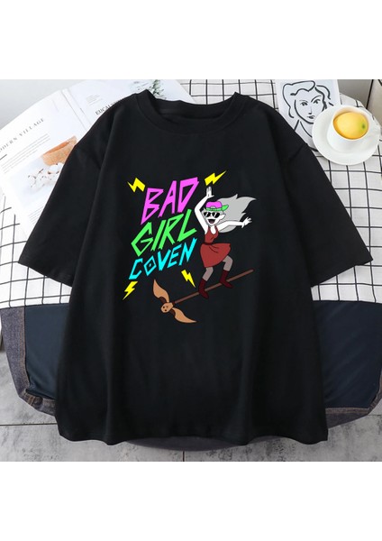 Kötü Kız Cadılar Bayramı Kadın Erkekler Harajuku Grafik T Shirt Yüksek Kalite Rahat Saf Pamuk