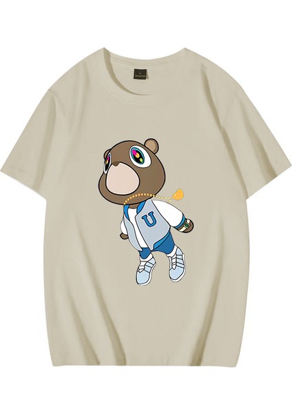 Rap Kanye West Mezuniyet Ayı Grafik T - Erkek Kadın Sıcak Satış Moda Kıyafetler Saf Pa