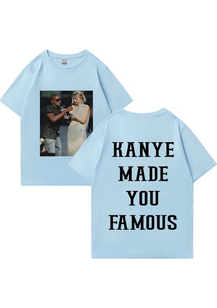 Kanye West Vintage T Shirt Made You Ünlü Adam Kadın's Gevşek Günlük Kıyafetler Hip Hop Street