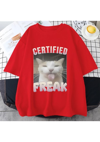 Sertifikalı Çılgın Komik Kedi Meme T Shirt Kadın Erkek Sıcak Satış Kalça Hopt-Shirt St