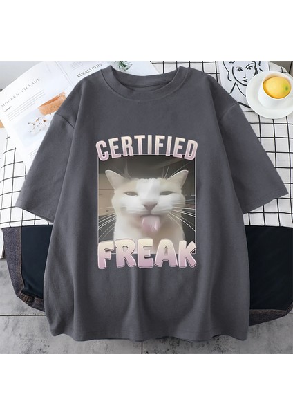 Sertifikalı Çılgın Komik Kedi Meme T Shirt Kadın Erkek Sıcak Satış Kalça Hopt-Shirt St