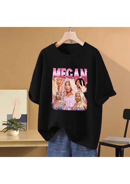 Rapçi Megan Thee Stallion Vintage Grafik T Hip Hop Streetwear Erkek Kadın Gevşek