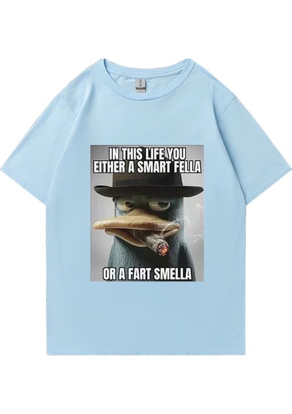 Perry Platypus Komik Grafik T-Shirt Erkek Kadın Moda Sokak Hip Hop Giysileri Büyük Boy %