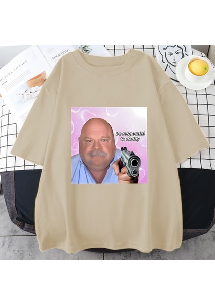 Bertram Saygılı Olmak Baba Tshirt Kadın Erkek Pamuk Sokak Hip Hop T-Shirt Artı Boyutu Üs