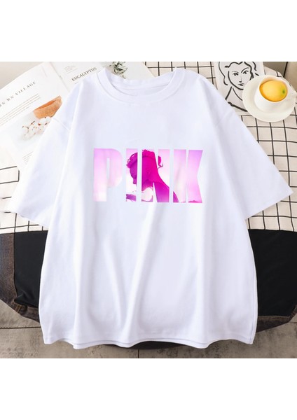 Şarkıcı P!nk Pembe Yaz Rahat T Shirt Saf Pamuk Kısa Kollu T-Shirt Erkekler Kadınlar Boy