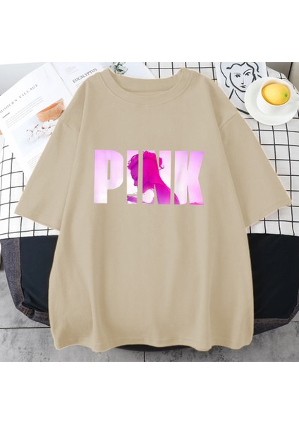 Şarkıcı P!nk Pembe Yaz Rahat T Shirt Saf Pamuk Kısa Kollu T-Shirt Erkekler Kadınlar Boy