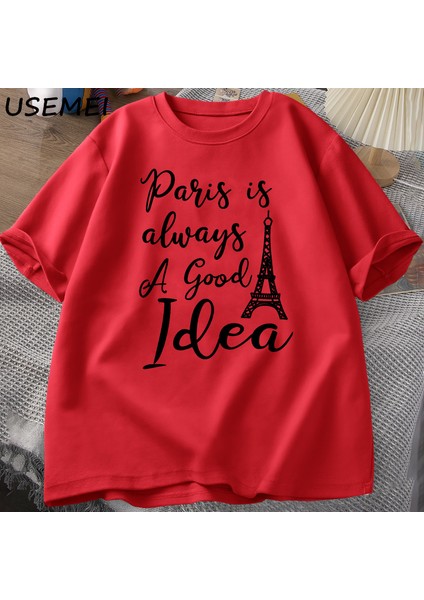 Erkekler T En Kaliteli Baskı Paris T-Shirt Rahat Tatil Moda O Boyun Kazak Pamuk Kısa K