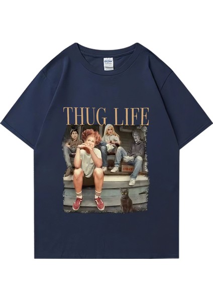 Altın Kızlar Thug Lifehaloween Grafik T Shirt Erkek Kadın Vintage Hip Hop Streetwear Büyük Bo