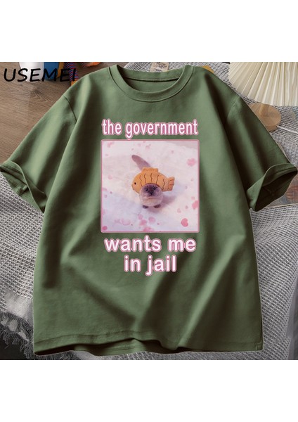 Hükümet Beni Hapishanede Istiyor Komik Kedi Meme T-Shirt Erkekler Için Kadın Aptal Kediler gr