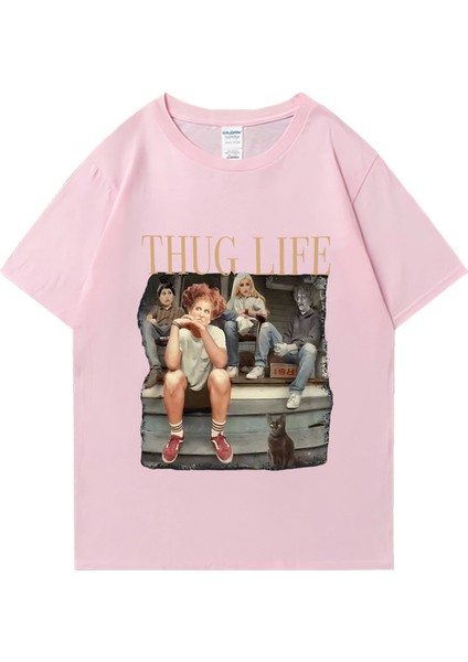 Altın Kızlar Thug Lifehaloween Grafik T Shirt Erkek Kadın Vintage Hip Hop Streetwear Büyük Bo