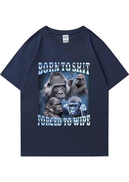 Komik Anime Bok Olmak Zorla Goril Grafik T Shirt Retro Kısa Kollu O-Boyun T-Shirt Erkek Kadın
