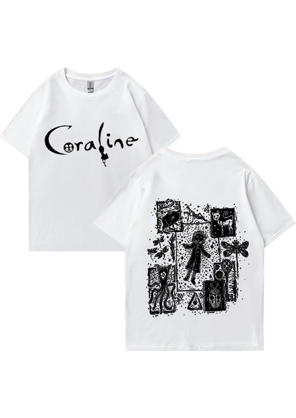 Coraline Film Grafik Vintage T Erkek Kadın Moda Vintage Streetwear Büyük Boy % 10