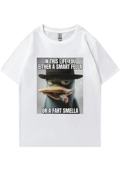 Perry Platypus Komik Grafik T-Shirt Erkek Kadın Moda Sokak Hip Hop Giysileri Büyük Boy %