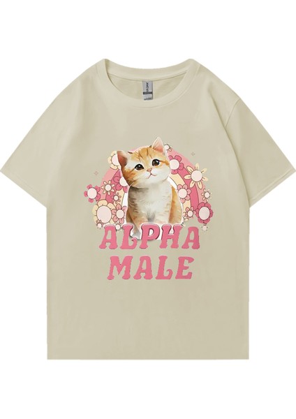 Alfa Erkek Sevimli Yavru Gökkuşağı Grafik T Shirt Erkek Kadın Komik Kedi Günlük Tişört Moda P