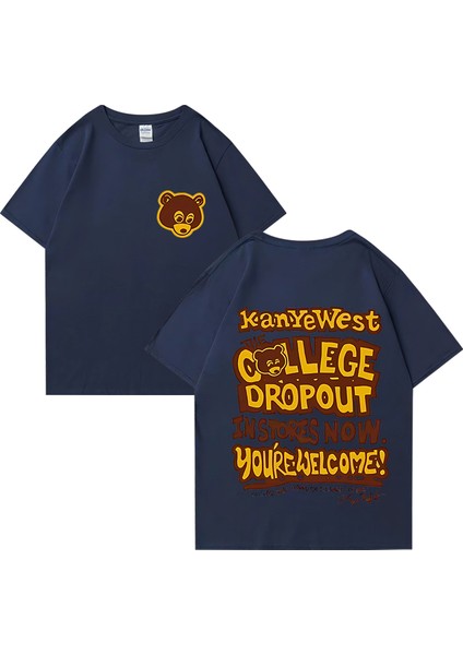 Rapçi Kanye West Moda Grafik Baskı T Shirt Erkek Kadın Vintage Tee Büyük Boy Kısa