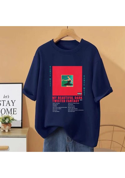 Yaz Rapçi Kanye West Grafik Baskı T-Shirt Erkek Kadın Vintage Artı Boyutu Üstleri