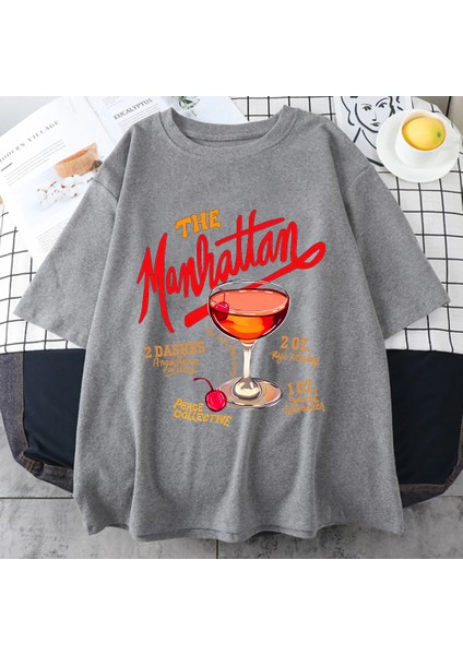 Manhattan Ağır Vintage T Erkek Kadın Moda Hip Hop Streetwear Gevşek Günlük Kıyafetler