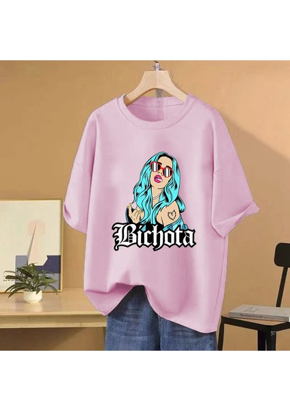 Karol G Moda Grafik T-Shirt Erkek Kadın Serin Streetwear Gevşek Hip Hop Tee Rahat Punk Kısa K