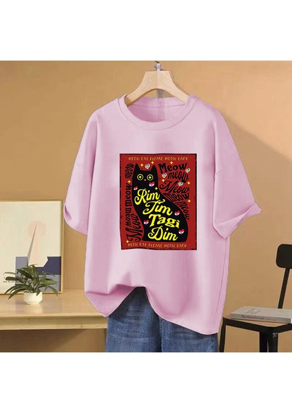 Bebek Lazanya Harajuku Kedi Grafik T-Shirt Erkek Kadın Rahat Hip Hop Streetwear Büyük Boy Kıs