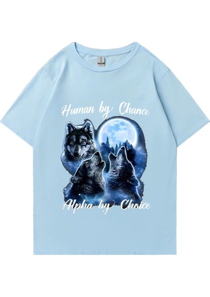 Insan Şansla Alfa Seçim Tarafından Kurt Grafik T-Shirt Moda Hip Hop Vintage Kısa Kollu T-Shir