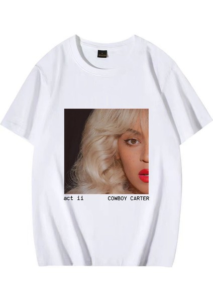 Vintage Stil Beyoncé Act Iı Kovboy Kız Albümü T Shirt Erkek Kadın Yüksek Kaliteli Streetwear