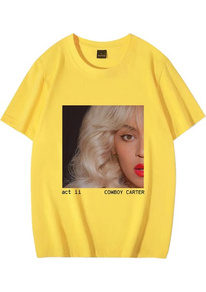 Vintage Stil Beyoncé Act Iı Kovboy Kız Albümü T Shirt Erkek Kadın Yüksek Kaliteli Streetwear