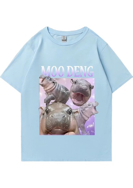 Moo Deng Kabarık Domuz Tayland'da Bebek Komik Meme T-Shirt Erkek Kadın Kawaii Streetwear T-Sh